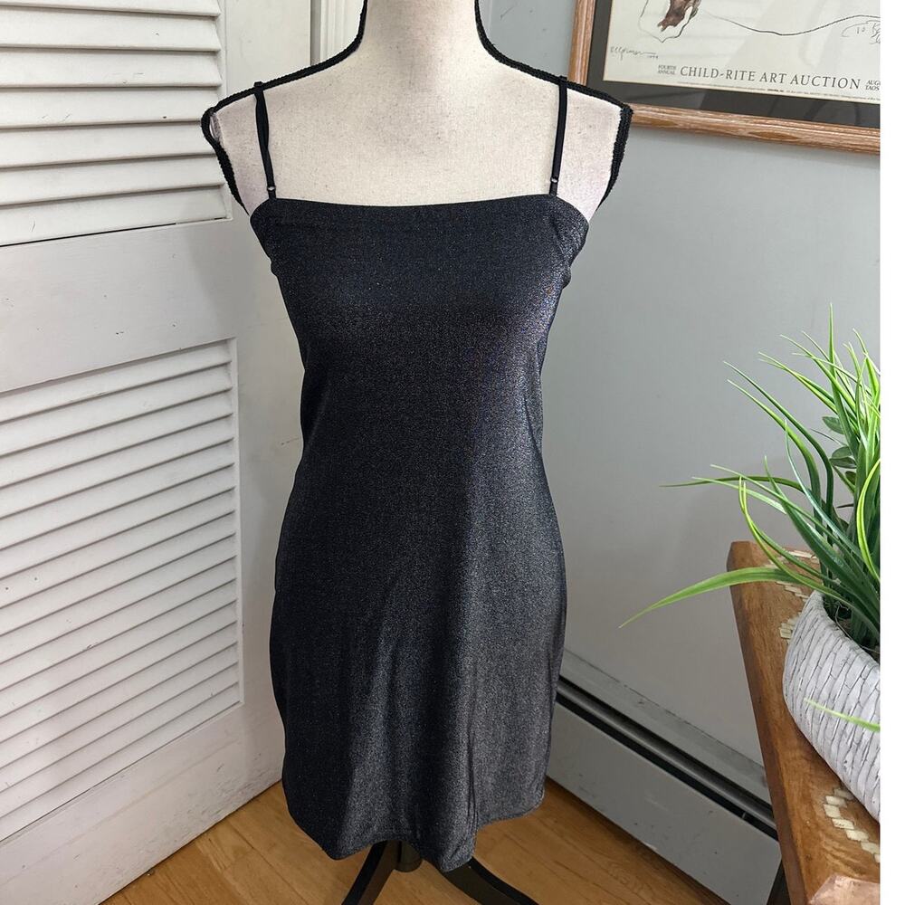 Vintage City Triangles Dress Medium Black Metallic Y2K Indie Sleaze Grunge Punk